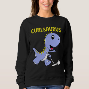 Curlsaurus  Dinosaur  Curling Sport Costume Sweatshirt