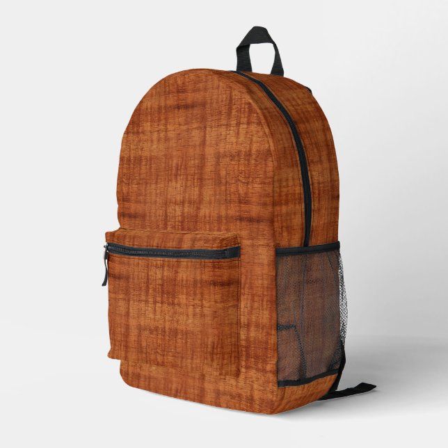 Curly Acacia Wood Grain Look Printed Backpack (Back Corner Right)
