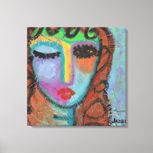 Curly Bangs Abstract Acrylic Painting on OSB Canvas Print