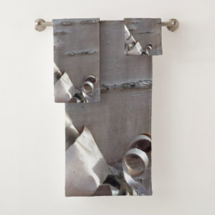 Curly Birch Bark Tree Rustic  Bath Towel Set