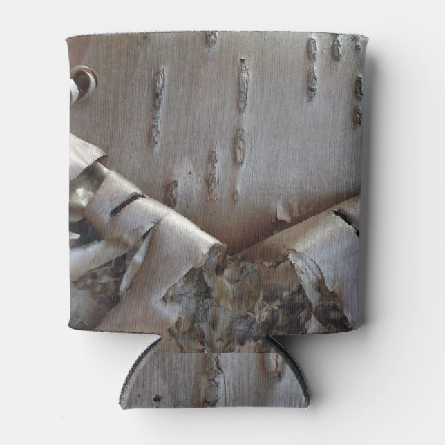 Curly Birch Bark Tree Rustic Can Cooler (Front)