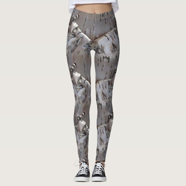 Curly Birch Bark Tree Rustic Leggings (Front)