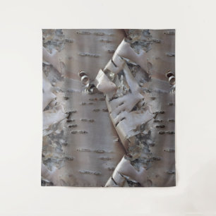 Curly Birch Bark Tree Rustic Tapestry