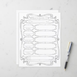 Curly Bracket Silver Fabric Font 5 Weekday Planner
