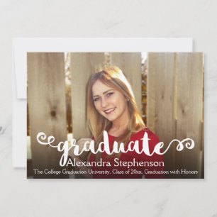 Curly Brush Script Grad Photo Graduation Invitation