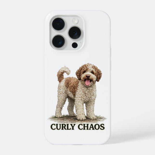 Curly Chaos Lagotto Romagnolo iPhone Case (Back)