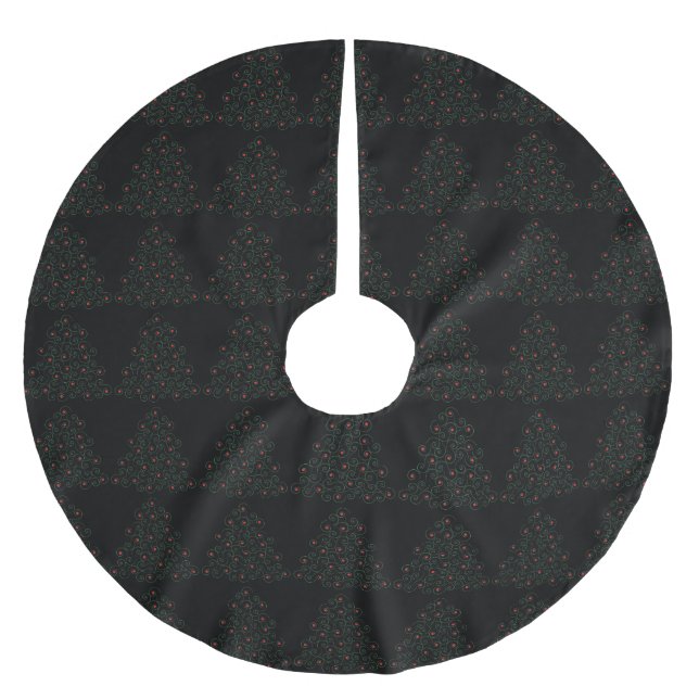Curly Christmas Tree Skirt Black (Front)