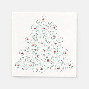 Curly Christmas Tree White Napkin