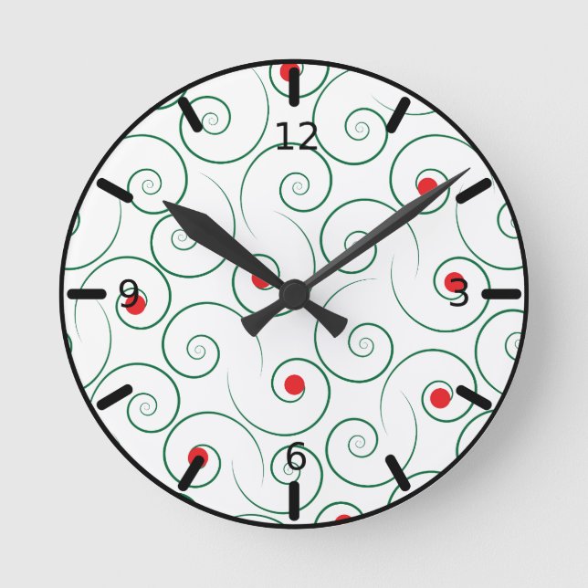 Curly Christmas Tree White Round Clock (Front)