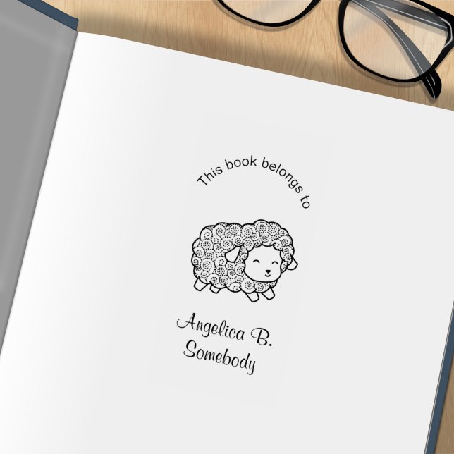 Curly Coat Little Sheep Ewe Bookplate Rubber Stamp (Creator Uploaded)