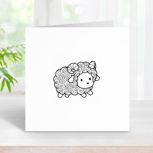 Curly Coat Little Sheep Ram 2 Rubber Stamp (Creator Uploaded)