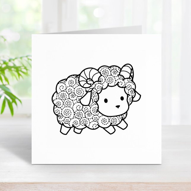 Curly Coat Little Sheep Ram Rubber Stamp (Creator Uploaded)