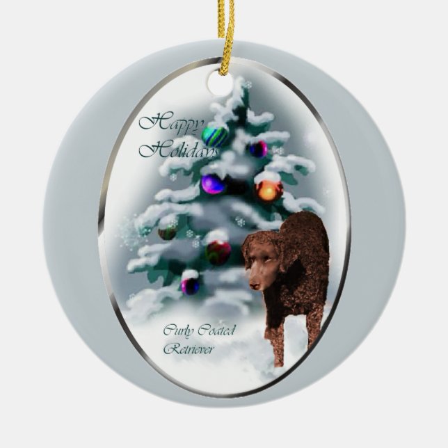 Curly Coated Retriever Christmas Gifts Ornament (Front)