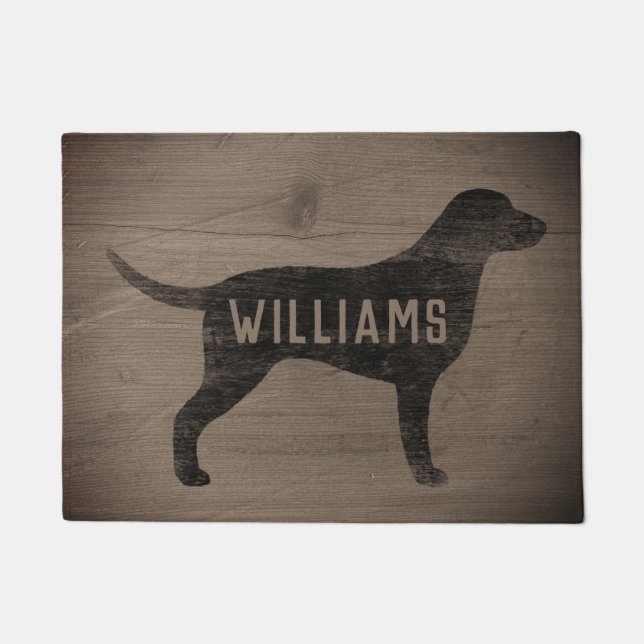 Curly Coated Retriever Dog Silhouette Personalised Doormat (Front)
