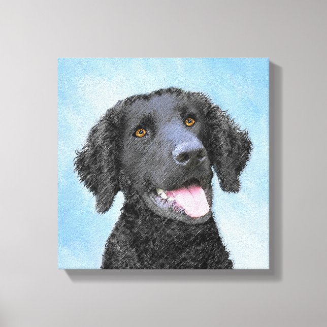 Curly-Coated Retriever Painting - Original Dog Art Canvas Print (Front)