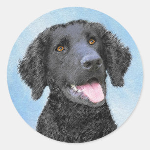 Curly-Coated Retriever Painting - Original Dog Art Classic Round Sticker