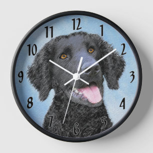 Curly-Coated Retriever Painting - Original Dog Art Clock