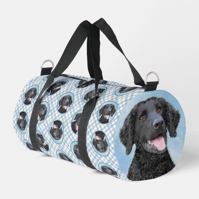 Curly-Coated Retriever Painting Original Dog Art Duffle Bag (Left Corner)