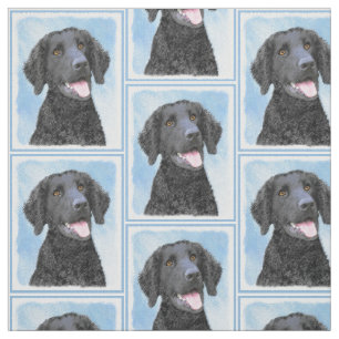 Curly-Coated Retriever Painting - Original Dog Art Fabric