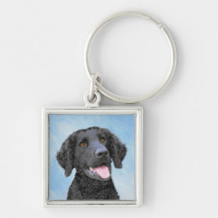 Curly-Coated Retriever Painting - Original Dog Art Key Ring