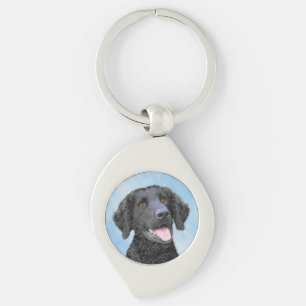 Curly-Coated Retriever Painting - Original Dog Art Key Ring