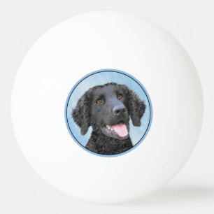 Curly-Coated Retriever Painting - Original Dog Art Ping Pong Ball