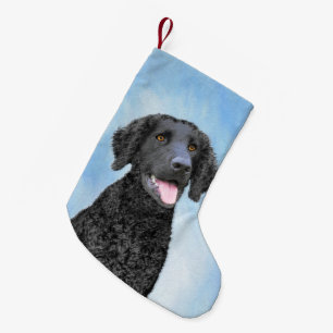Curly-Coated Retriever Painting - Original Dog Art Small Christmas Stocking