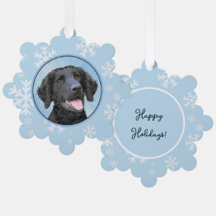 Curly-Coated Retriever Painting - Original Dog Art Tree Decoration Card