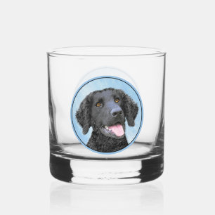 Curly-Coated Retriever Painting - Original Dog Art Whiskey Glass