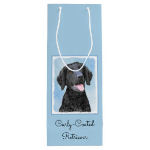 Curly-Coated Retriever Painting - Original Dog Art Wine Gift Bag