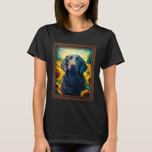 Curly coated Retriever Painting Sunflower Flower M T-Shirt