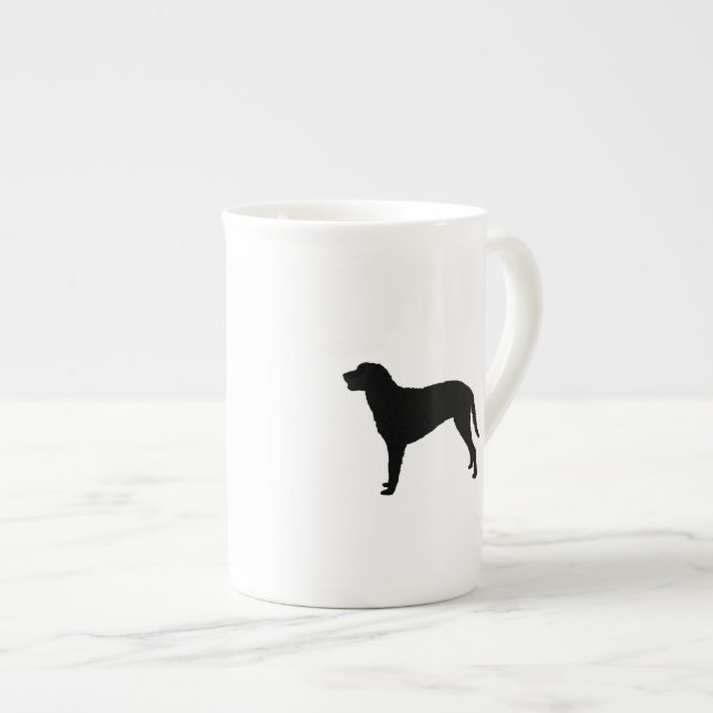Curly Coated Retriever Silhouette Love Dogs Bone China Mug (Front Right)