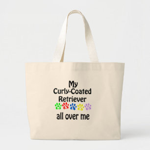 Curly-Coated Retriever Walks Design Large Tote Bag