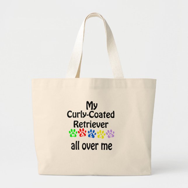 Curly-Coated Retriever Walks Design Large Tote Bag (Front)