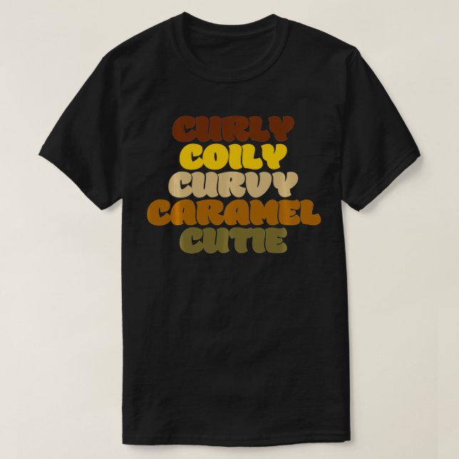 Curly Coily Curvy Caramel Cutie BLM Black Womens P T-Shirt (Design Front)