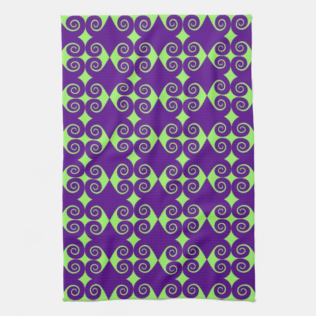 Curly Diamond Pattern Tea Towel (Vertical)