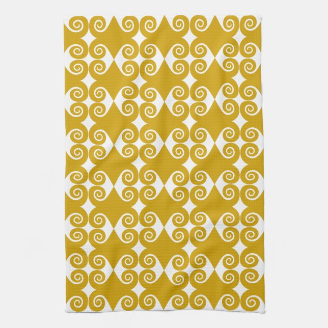 Curly Diamond Pattern Tea Towel (Vertical)
