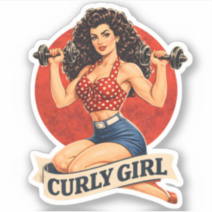 Curly Girl Weightlifting Hair Pin-Up Retro Gym Art