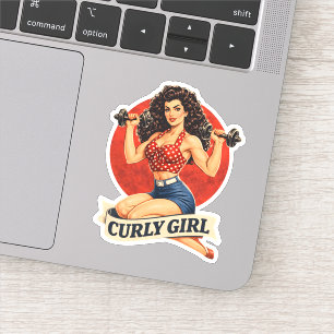 Curly Girl Weightlifting Hair Pin-Up Retro Gym Art