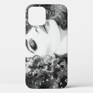 Curly Grace: Fashion Watercolor Beauty iPhone 12 Case