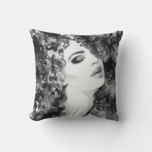 Curly Grace: Fashion Watercolor Beauty Cushion