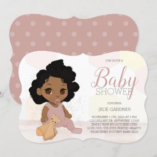 Curly Hair Baby Shower Invite – Brown Skin Tone