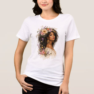 Curly Hair Floral Queen Tri-Blend Shirt