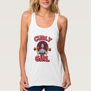 Curly Hair Girl - Pink Gym Motivation Activewear Singlet