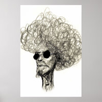Curly Hair Man with Black Sunglasses