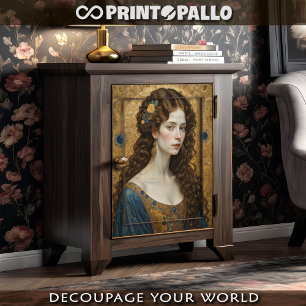 Curly hair redhead elegant woman in Klimt style  Tissue Paper