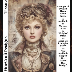 Curly Hair Steampunk Woman Collage DM1RF Decoupage Tissue Paper