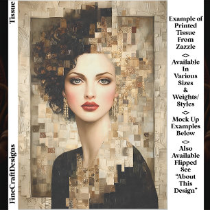Curly Hair Woman, Mosaic Portrait EB8R Decoupage Tissue Paper