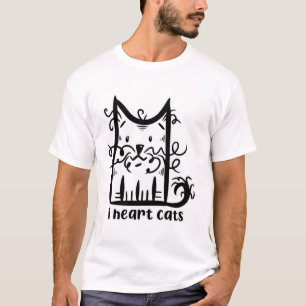 Curly Haired Messy Cat I Heart Cats T-Shirt