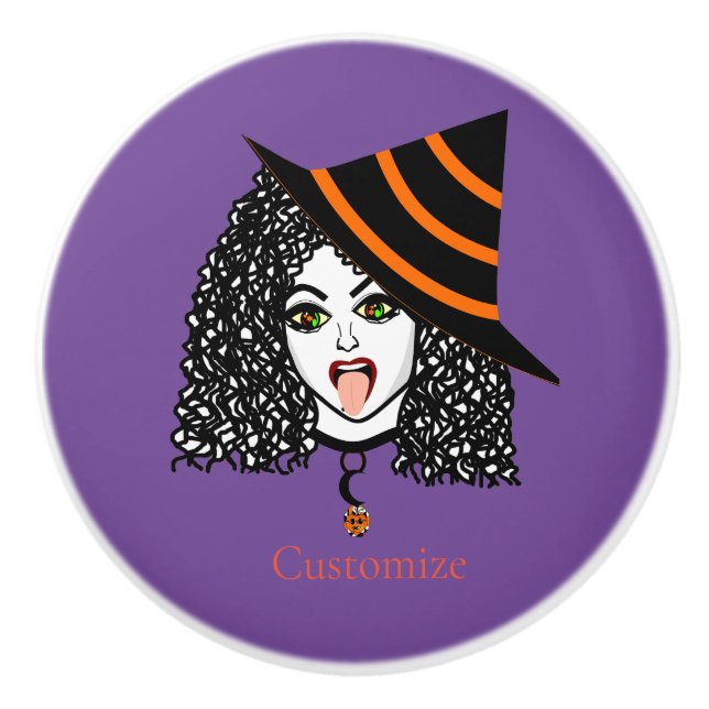 Curly-haired Witch Thunder_Cove  Ceramic Knob (Front)